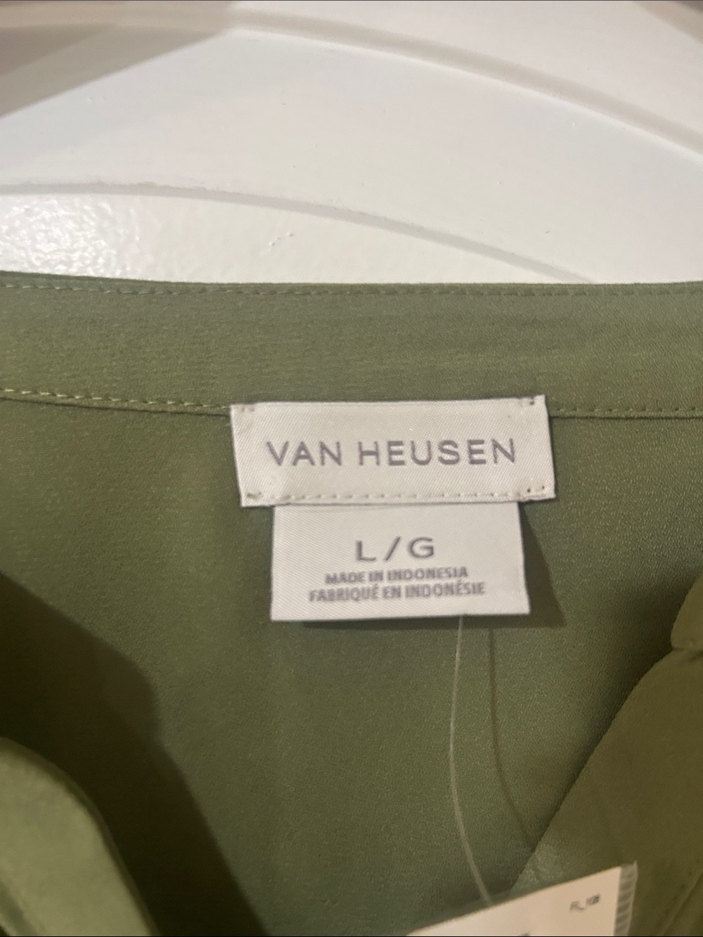 Van Heusen Olive Green Button-Down Blouse - Picture 2 of 4